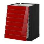 МЕТОД / ФОРВАРА Наполн шкаф 8 фронт/8 низк ящиков - 60x60 см, Рингульт глянцевый красный, под дерево черный МЕТОД / ФОРВАРА Наполн шкаф 8 фронт/8 низк ящиков - 60x60 см, Рингульт глянцевый красный, под дерево черный