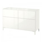 БЕСТО Комбинация для хранения с ящиками - направляющие ящика, плавно закр, белый/Сельсвикен глянцевый/белый