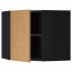 МЕТОД Угловой навесной шкаф с полками - под дерево черный, Экестад дуб, 68x60 см