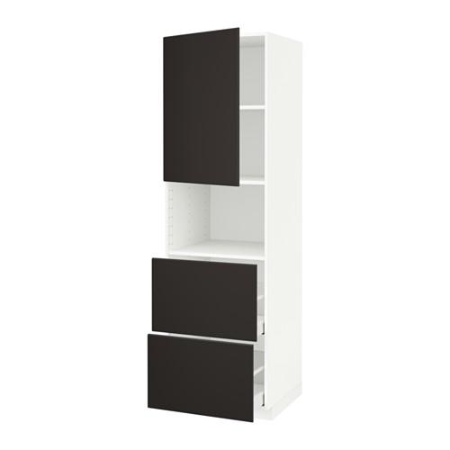 МЕТОД / МАКСИМЕРА Высокий шкаф д/СВЧ/дверца/2ящика - белый, Кунгсбакка антрацит, 60x60x200 см МЕТОД / МАКСИМЕРА Высокий шкаф д/СВЧ/дверца/2ящика - белый, Кунгсбакка антрацит, 60x60x200 см