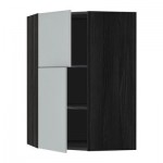 МЕТОД Угловой навесной шкаф+полки/2дверцы - Веддинге серый, под дерево черный МЕТОД Угловой навесной шкаф+полки/2дверцы - Веддинге серый, под дерево черный