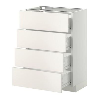 МЕТОД / ФОРВАРА Напольн шкаф 4 фронт панели/4 ящика - 60x37 см, Веддинге белый, белый
