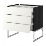 МЕТОД / ФОРВАРА Напольн шкаф 3фронт пнл/2низ/2ср ящ - 80x60x60 см, Хэггеби белый, под дерево черный МЕТОД / ФОРВАРА Напольн шкаф 3фронт пнл/2низ/2ср ящ - 80x60x60 см, Хэггеби белый, под дерево черный