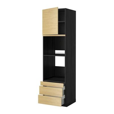 МЕТОД / ФОРВАРА Выс шкаф д/дхвк/комб дхвк+двр/3ящ - 60x60x220 см, Тингсрид под березу, под дерево черный МЕТОД / ФОРВАРА Выс шкаф д/дхвк/комб дхвк+двр/3ящ - 60x60x220 см, Тингсрид под березу, под дерево черный