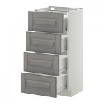 МЕТОД / ФОРВАРА Напольн шкаф 4 фронт панели/4 ящика - 40x37 см, Будбин серый, белый МЕТОД / ФОРВАРА Напольн шкаф 4 фронт панели/4 ящика - 40x37 см, Будбин серый, белый
