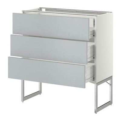 МЕТОД / ФОРВАРА Напольн шкаф 3фронт пнл/2низ/2ср ящ - 80x37x60 см, Веддинге серый, белый МЕТОД / ФОРВАРА Напольн шкаф 3фронт пнл/2низ/2ср ящ - 80x37x60 см, Веддинге серый, белый