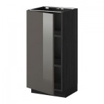 МЕТОД Напольный шкаф с полками - 40x37 см, Рингульт глянцевый серый, под дерево черный МЕТОД Напольный шкаф с полками - 40x37 см, Рингульт глянцевый серый, под дерево черный