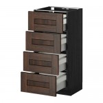 МЕТОД / МАКСИМЕРА Напольн шкаф 4 фронт панели/4 ящика - под дерево черный, Эдсерум под дерево коричневый, 40x37 см МЕТОД / МАКСИМЕРА Напольн шкаф 4 фронт панели/4 ящика - под дерево черный, Эдсерум под дерево коричневый, 40x37 см