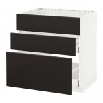 МЕТОД / МАКСИМЕРА Напольн шк п-мойку+3фрнт пнл/2ящ - белый, Кунгсбакка антрацит, 80x60 см МЕТОД / МАКСИМЕРА Напольн шк п-мойку+3фрнт пнл/2ящ - белый, Кунгсбакка антрацит, 80x60 см