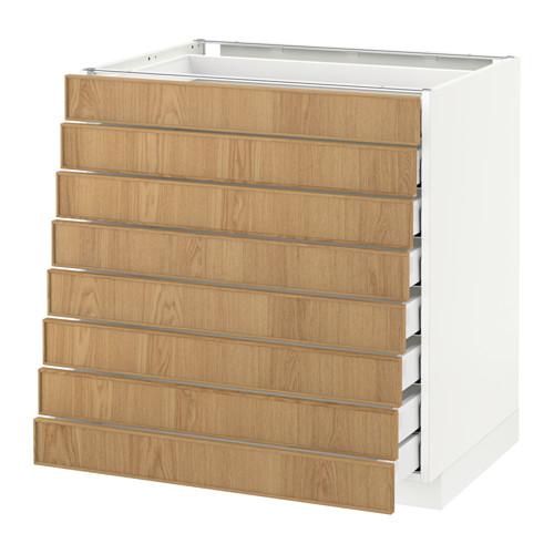 МЕТОД / МАКСИМЕРА Наполн шкаф 8 фронт/8 низк ящиков - белый, Экестад дуб, 80x60 см МЕТОД / МАКСИМЕРА Наполн шкаф 8 фронт/8 низк ящиков - белый, Экестад дуб, 80x60 см