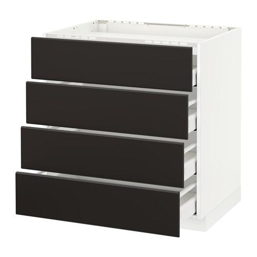 МЕТОД / МАКСИМЕРА Напольн шкаф/4фронт пнл/4ящика - белый, Кунгсбакка антрацит, 80x60 см