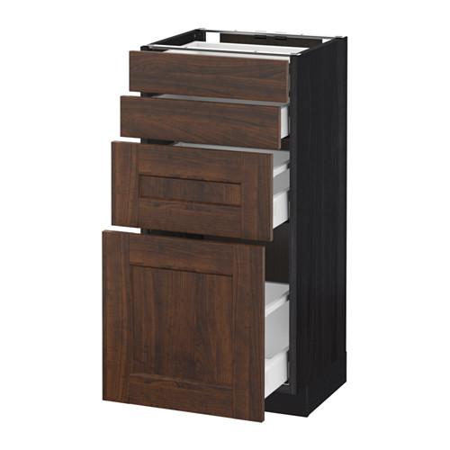 МЕТОД / МАКСИМЕРА Напольн шкаф 4 фронт панели/4 ящика - под дерево черный, Эдсерум под дерево коричневый, 40x37 см МЕТОД / МАКСИМЕРА Напольн шкаф 4 фронт панели/4 ящика - под дерево черный, Эдсерум под дерево коричневый, 40x37 см