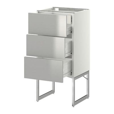 МЕТОД / ФОРВАРА Напольн шкаф 3фронт пнл/2низ/2ср ящ - 40x37x60 см, Гревста нержавеющ сталь, белый МЕТОД / ФОРВАРА Напольн шкаф 3фронт пнл/2низ/2ср ящ - 40x37x60 см, Гревста нержавеющ сталь, белый