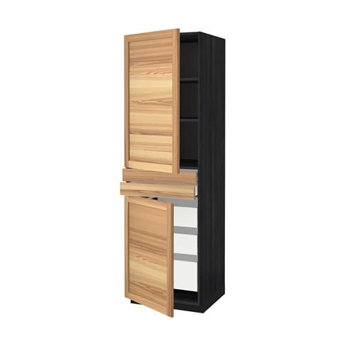 МЕТОД / МАКСИМЕРА Высок шкаф+полки/5ящк/2дверцы/2фрнт - под дерево черный, Торхэмн естественный ясень, 60x60x200 см МЕТОД / МАКСИМЕРА Высок шкаф+полки/5ящк/2дверцы/2фрнт - под дерево черный, Торхэмн естественный ясень, 60x60x200 см