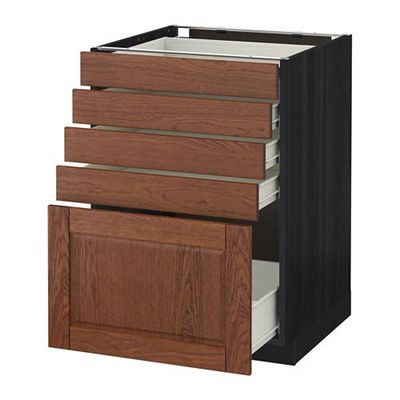 МЕТОД / ФОРВАРА Напольный шкаф с 5 ящиками - 60x60 см, Филипстад коричневый, под дерево черный