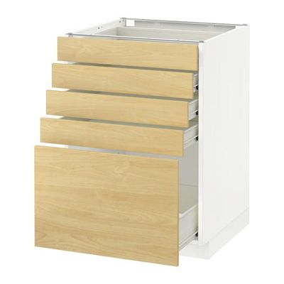 МЕТОД / ФОРВАРА Напольный шкаф с 5 ящиками - 60x60 см, Тингсрид под березу, белый МЕТОД / ФОРВАРА Напольный шкаф с 5 ящиками - 60x60 см, Тингсрид под березу, белый