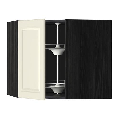 МЕТОД Угл нвсн шкф с вращающ секц - под дерево черный, Будбин белый с оттенком, 68x60 см