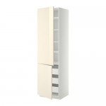 МЕТОД / ФОРВАРА Высокий шкаф+полки/3 ящика/2 дверцы - 60x60x220 см, Рингульт глянцевый кремовый, белый МЕТОД / ФОРВАРА Высокий шкаф+полки/3 ящика/2 дверцы - 60x60x220 см, Рингульт глянцевый кремовый, белый