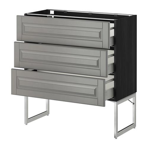 МЕТОД / МАКСИМЕРА Нплн шк 3 фрнт/3 средн ящика - под дерево черный, Будбин серый, 80x37x60 см МЕТОД / МАКСИМЕРА Нплн шк 3 фрнт/3 средн ящика - под дерево черный, Будбин серый, 80x37x60 см