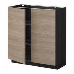 МЕТОД Напол шкаф с полками/2двери - 80x37 см, Брокхульт под грецкий орех светло-серый, под дерево черный