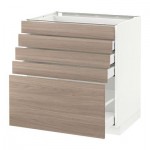 МЕТОД / МАКСИМЕРА Напольный шкаф с 5 ящиками - 80x60 см, Брокхульт под грецкий орех светло-серый, белый МЕТОД / МАКСИМЕРА Напольный шкаф с 5 ящиками - 80x60 см, Брокхульт под грецкий орех светло-серый, белый