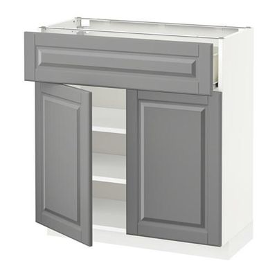 МЕТОД / ФОРВАРА Напольный шкаф+ящик/2дверцы - 80x37 см, Будбин серый, белый МЕТОД / ФОРВАРА Напольный шкаф+ящик/2дверцы - 80x37 см, Будбин серый, белый