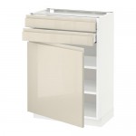 МЕТОД / МАКСИМЕРА Напольный шкаф с дверцей/2 ящиками - белый, Воксторп глянцевый светло-бежевый, 60x37 см МЕТОД / МАКСИМЕРА Напольный шкаф с дверцей/2 ящиками - белый, Воксторп глянцевый светло-бежевый, 60x37 см