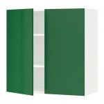 МЕТОД Навесной шкаф с полками/2дверцы - 80x80 см, Флэди зеленый, белый