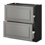 МЕТОД / ФОРВАРА Напольный шкаф с 2 ящиками - 80x37 см, Будбин серый, под дерево черный МЕТОД / ФОРВАРА Напольный шкаф с 2 ящиками - 80x37 см, Будбин серый, под дерево черный