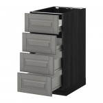 МЕТОД / ФОРВАРА Напольн шкаф 4 фронт панели/4 ящика - под дерево черный, Будбин серый, 40x60 см