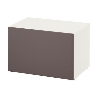 БЕСТО Стеллаж с дверью - белый/Вальвикен темно-коричневый