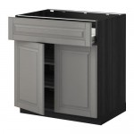 МЕТОД / ФОРВАРА Напол шкаф/полки/ящик/2двери - под дерево черный, Будбин серый МЕТОД / ФОРВАРА Напол шкаф/полки/ящик/2двери - под дерево черный, Будбин серый