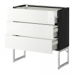 МЕТОД / МАКСИМЕРА Напольн шкаф 3фронт пнл/2низ/2ср ящ - под дерево черный, Рингульт глянцевый белый, 80x37x60 см МЕТОД / МАКСИМЕРА Напольн шкаф 3фронт пнл/2низ/2ср ящ - под дерево черный, Рингульт глянцевый белый, 80x37x60 см