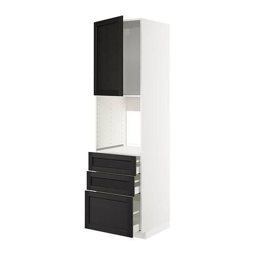 МЕТОД / МАКСИМЕРА Высокий шкаф д/духовки/дверь/3ящика - белый, Лерх черная морилка, 60x60x220 см МЕТОД / МАКСИМЕРА Высокий шкаф д/духовки/дверь/3ящика - белый, Лерх черная морилка, 60x60x220 см