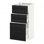 МЕТОД / МАКСИМЕРА Напольный шкаф с 3 ящиками - белый, Тингсрид под дерево черный, 40x37 см МЕТОД / МАКСИМЕРА Напольный шкаф с 3 ящиками - белый, Тингсрид под дерево черный, 40x37 см