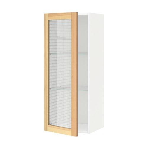 МЕТОД Навесной шкаф с полками/стекл дв - белый, Торхэмн естественный ясень, 40x100 см МЕТОД Навесной шкаф с полками/стекл дв - белый, Торхэмн естественный ясень, 40x100 см