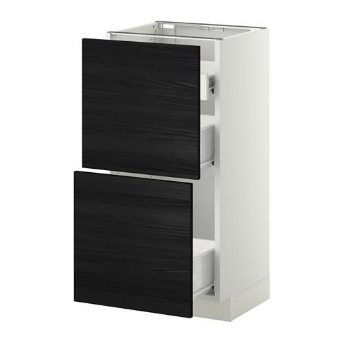 МЕТОД / ФОРВАРА Нап шкаф 2 фрнт пнл/1низк/2ср ящ - белый, Тингсрид под дерево черный, 40x37 см