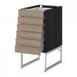 МЕТОД / ФОРВАРА Напольн шкаф 6фронт пнл/6 низ ящ - 40x60x60 см, Брокхульт под грецкий орех светло-серый, под дерево черный МЕТОД / ФОРВАРА Напольн шкаф 6фронт пнл/6 низ ящ - 40x60x60 см, Брокхульт под грецкий орех светло-серый, под дерево черный