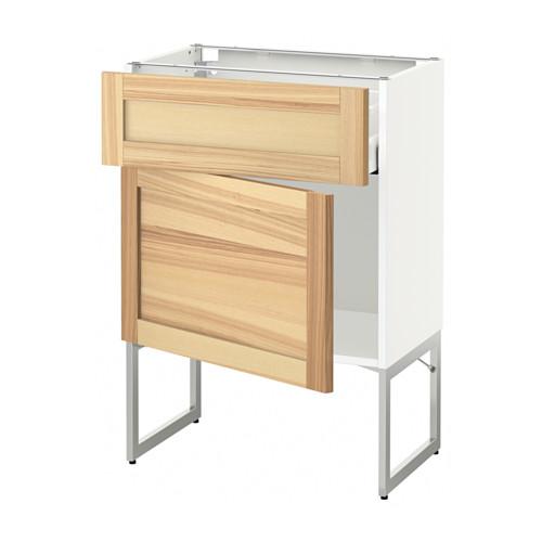 МЕТОД / МАКСИМЕРА Напольный шкаф с ящиком/дверью - белый, Торхэмн естественный ясень, 60x37x60 см МЕТОД / МАКСИМЕРА Напольный шкаф с ящиком/дверью - белый, Торхэмн естественный ясень, 60x37x60 см
