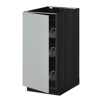 МЕТОД Напольный шкаф с проволочн ящиками - 40x60 см, Веддинге серый, под дерево черный