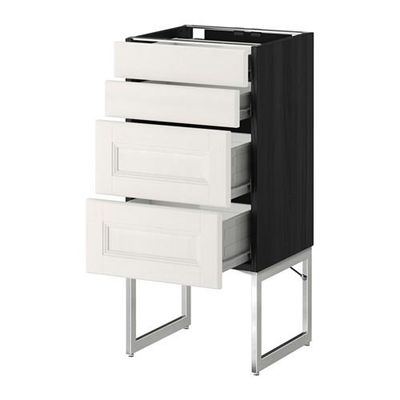 МЕТОД / ФОРВАРА Нплн шк 4 фронт/2 низк/2средн ящ - 40x37x60 см, Лаксарби белый, под дерево черный МЕТОД / ФОРВАРА Нплн шк 4 фронт/2 низк/2средн ящ - 40x37x60 см, Лаксарби белый, под дерево черный