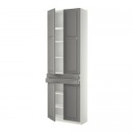 МЕТОД / МАКСИМЕРА Высокий шкаф+полки/2 ящика/4 дверцы - белый, Будбин серый