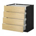 МЕТОД / ФОРВАРА Нплн шк 4фрнт/2нзк/3срд ящ - 80x60 см, Тингсрид под березу, под дерево черный