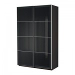 ПАКС Гардероб с раздвижными дверьми - черно-коричневый, 150x66x236 см
