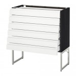 МЕТОД / МАКСИМЕРА Напольн шкаф 6фронт пнл/6 низ ящ - под дерево черный, Воксторп белый, 80x37x60 см