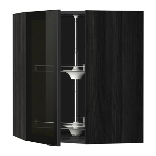 МЕТОД Углов навесн шк с врщ скц/сткл дв - под дерево черный, Ютис дымчатое стекло/черный, 68x80 см МЕТОД Углов навесн шк с врщ скц/сткл дв - под дерево черный, Ютис дымчатое стекло/черный, 68x80 см