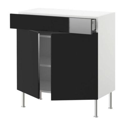 ФАКТУМ Напол шкаф/полки/ящик/2двери - Абстракт черный, 80x37 см ФАКТУМ Напол шкаф/полки/ящик/2двери - Абстракт черный, 80x37 см