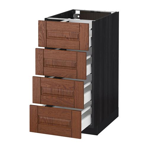 МЕТОД / МАКСИМЕРА Напольн шкаф 4 фронт панели/4 ящика - под дерево черный, Филипстад коричневый, 40x60 см