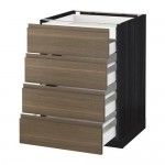 МЕТОД / МАКСИМЕРА Нплн шк 4фрнт/2нзк/3срд ящ - под дерево черный, Воксторп под грецкий орех, 60x60 см МЕТОД / МАКСИМЕРА Нплн шк 4фрнт/2нзк/3срд ящ - под дерево черный, Воксторп под грецкий орех, 60x60 см