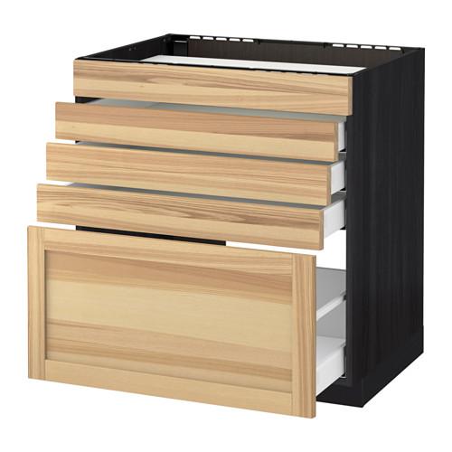 МЕТОД / МАКСИМЕРА Напольн шк д/вар панели/5фасад/4ящ - под дерево черный, Торхэмн естественный ясень, 80x60 см